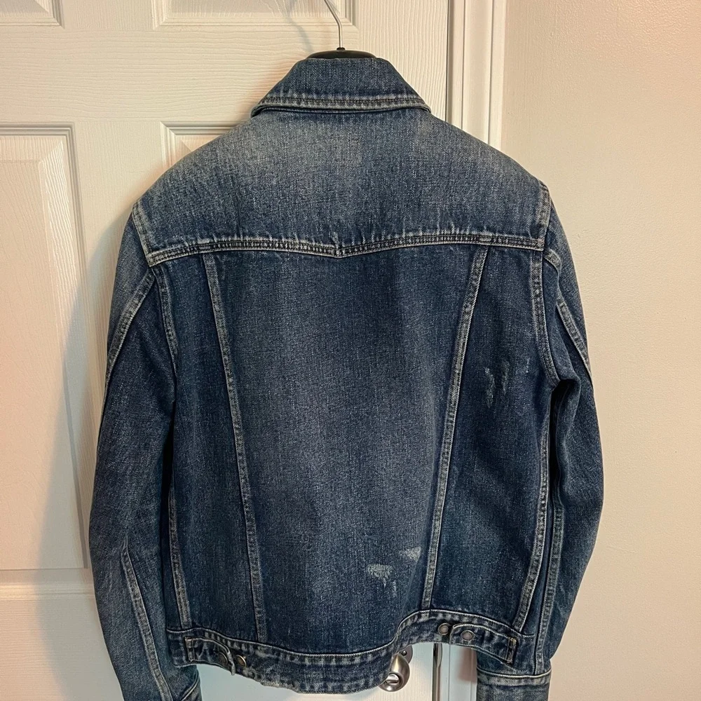 Saint Laurent Classic Distressed Denim Jacket with Snap closer size XL - Picture 2 of 5